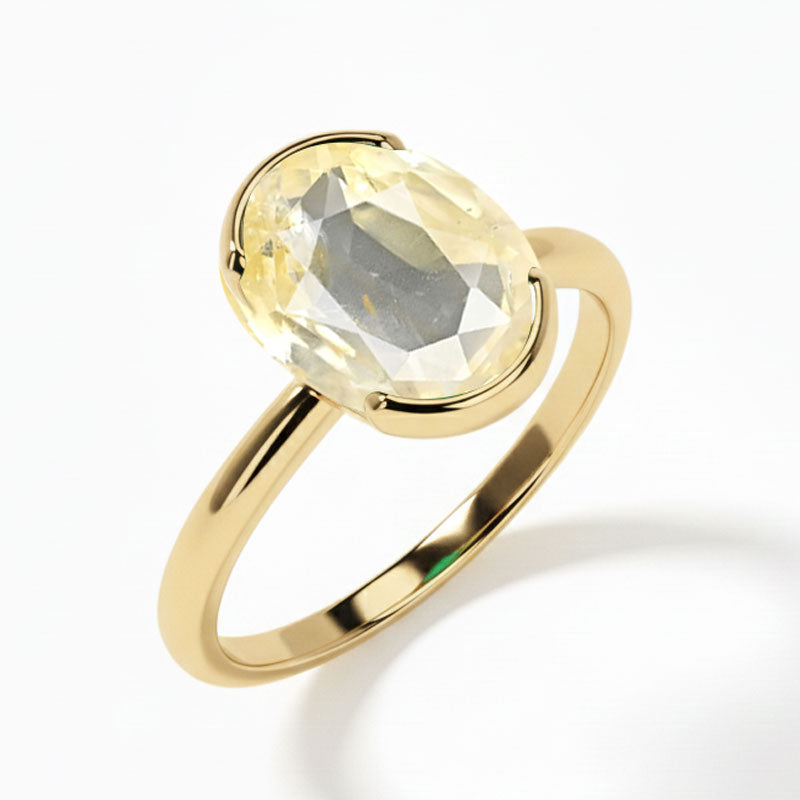 Yellow Sapphire (Special Quality) Gold Dual-Claw Ring (R4)