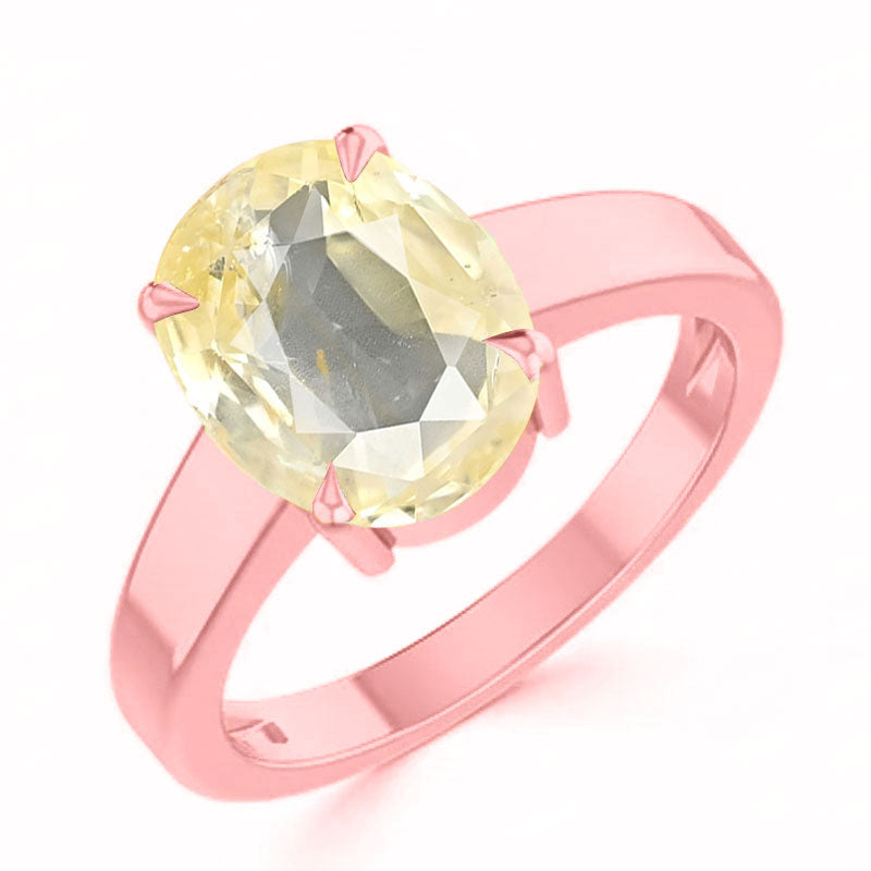 Yellow Sapphire (Special Quality) Rose Gold Classic Solitaire Ring (R2)