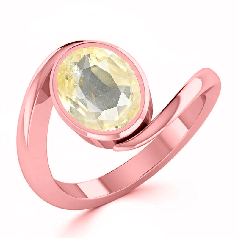 Yellow Sapphire (Special Quality) Rose Gold Wave Ring (R3)