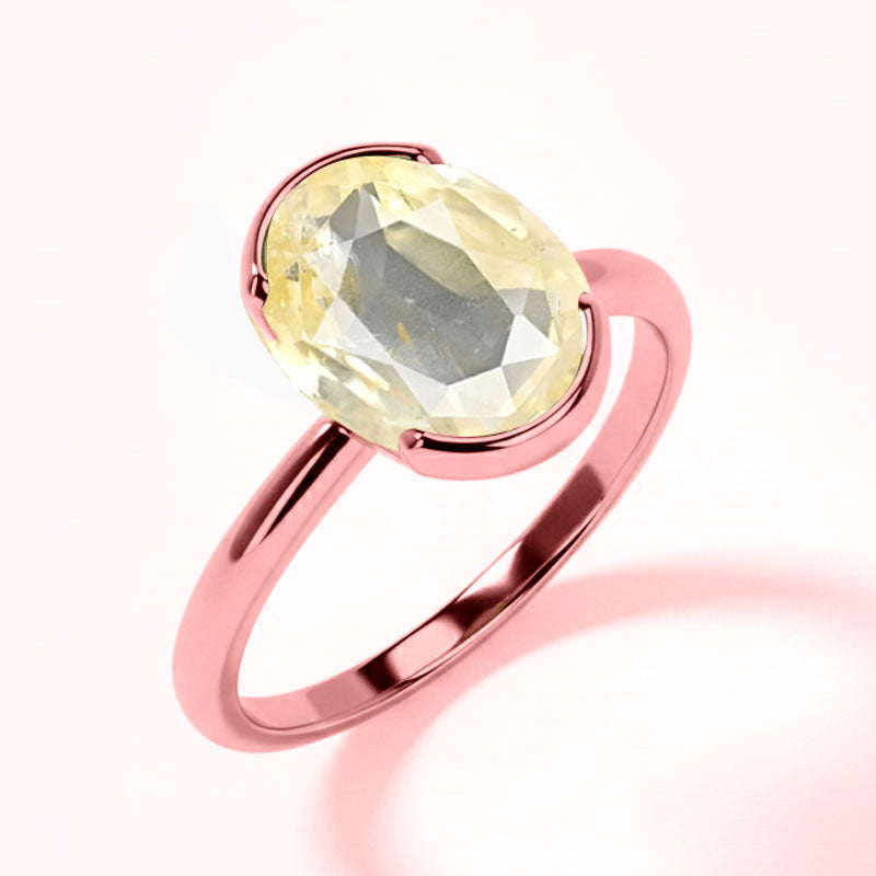 Yellow Sapphire (Special Quality) Rose Gold Dual-Claw Ring (R4)