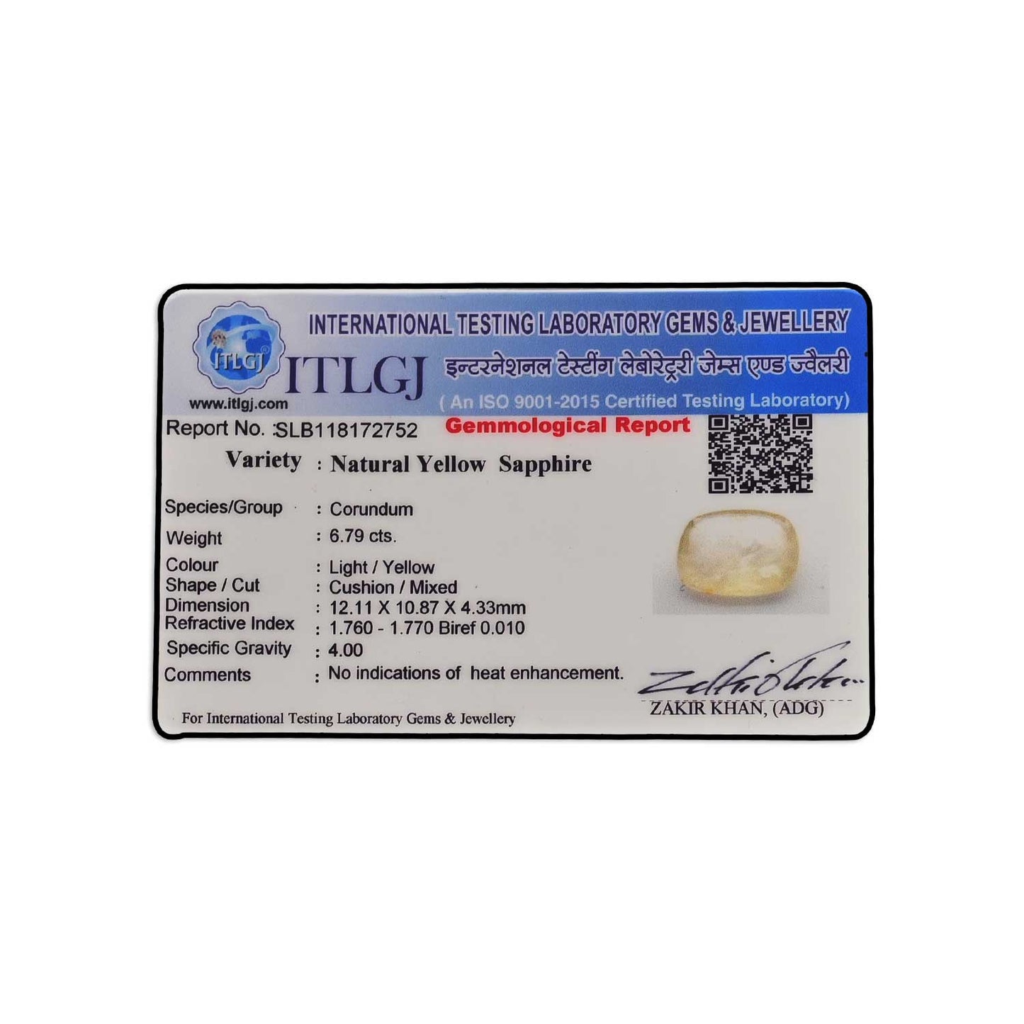 Yellow Sapphire (Pukhraj) - 6.79 Carat