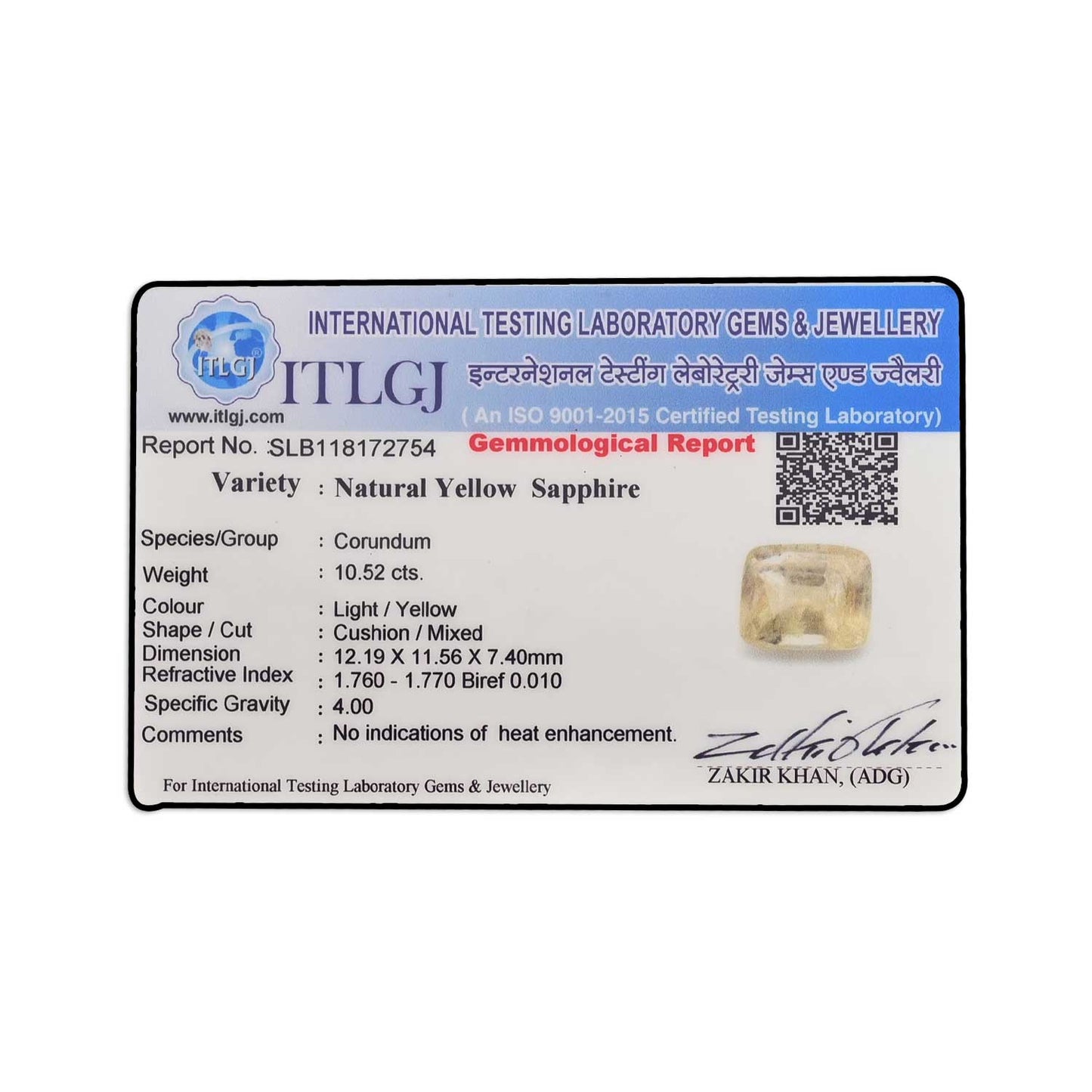 Yellow Sapphire (Pukhraj) - 10.52 Carat