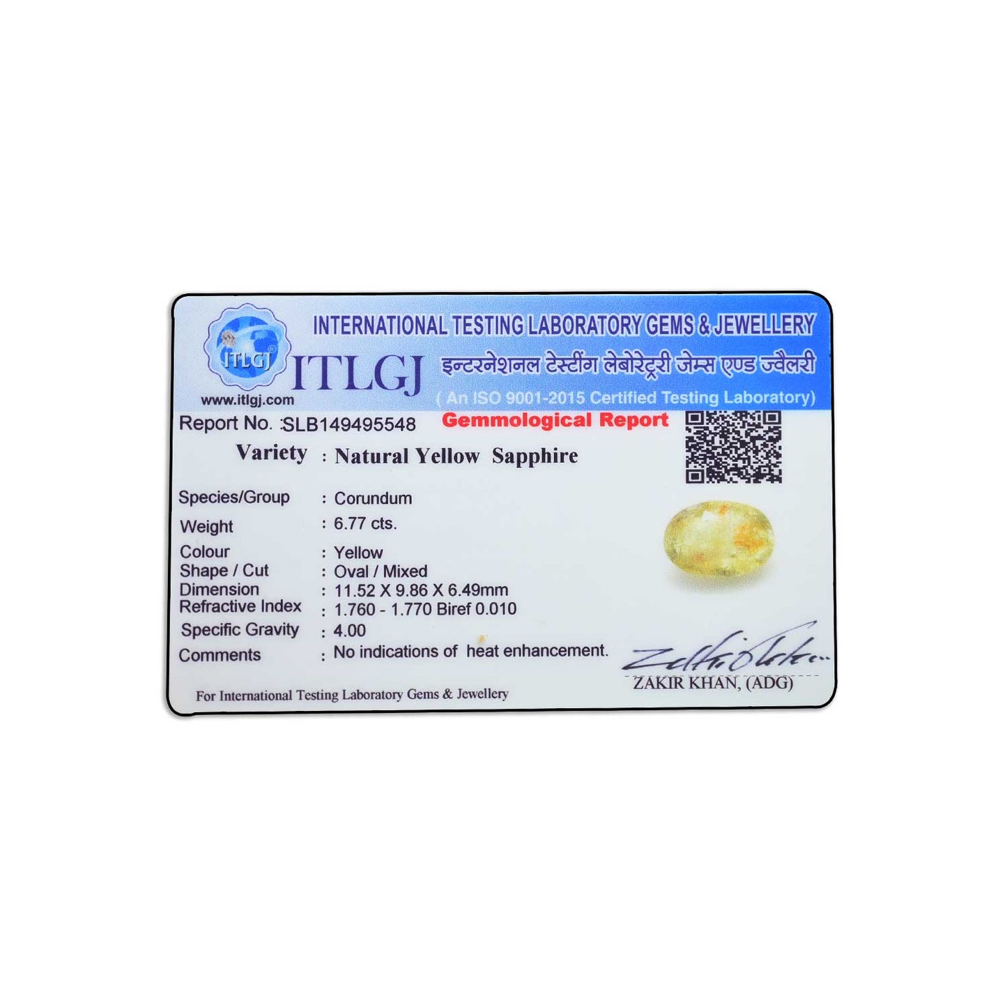 Ceylon Yellow Sapphire 6.77 Carat