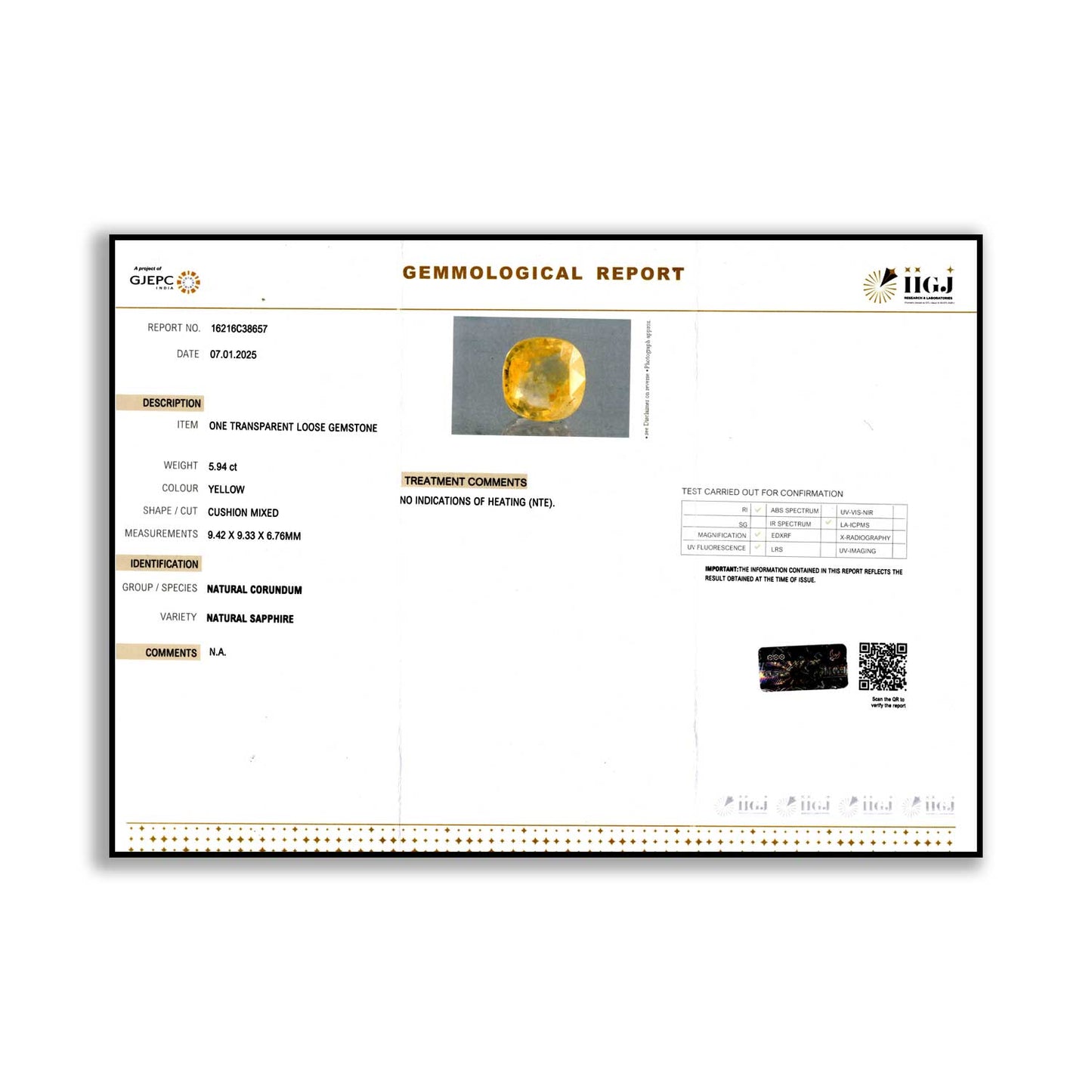 Ceylon Yellow Sapphire 5.94 Carat