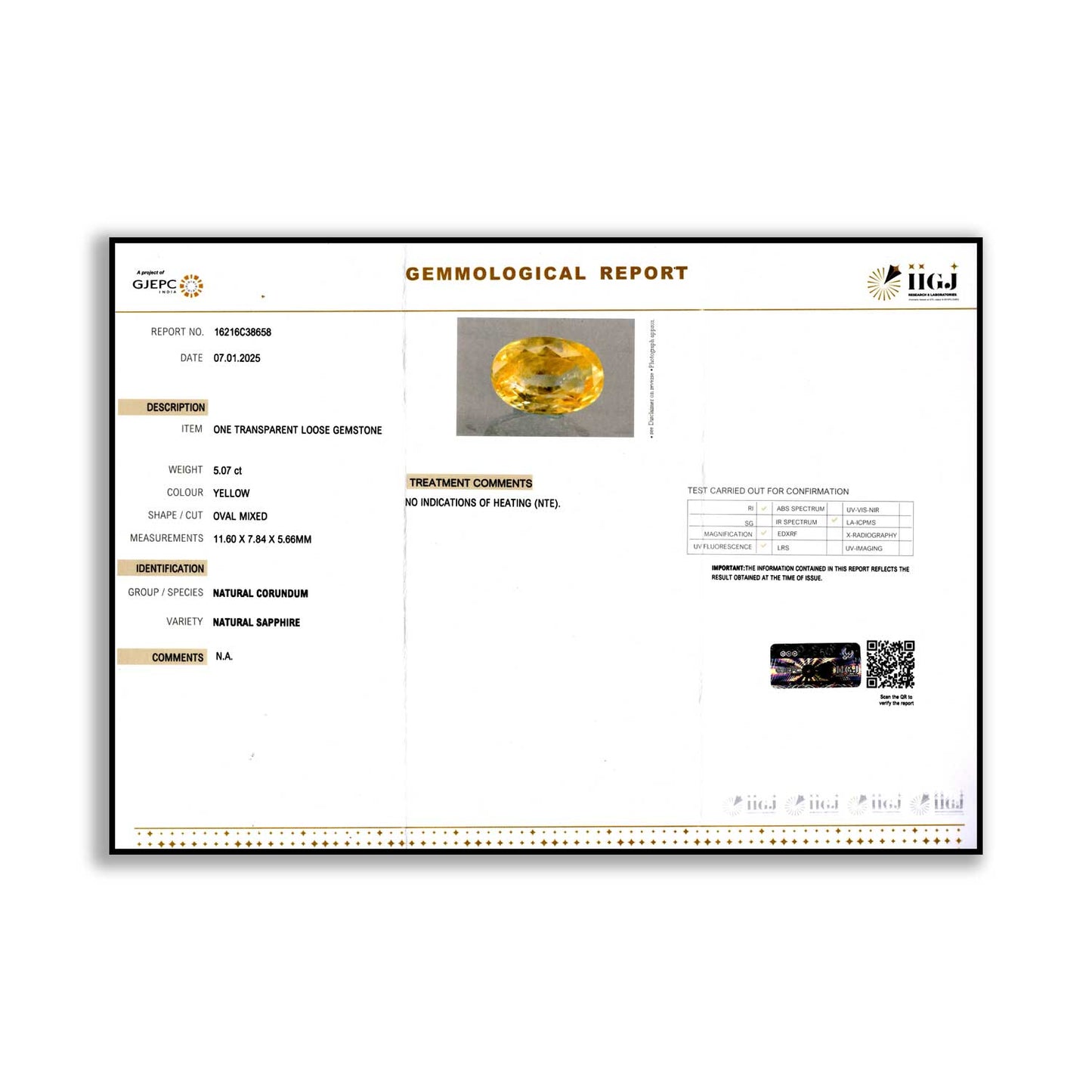 Ceylon Yellow Sapphire 5.07 Carat