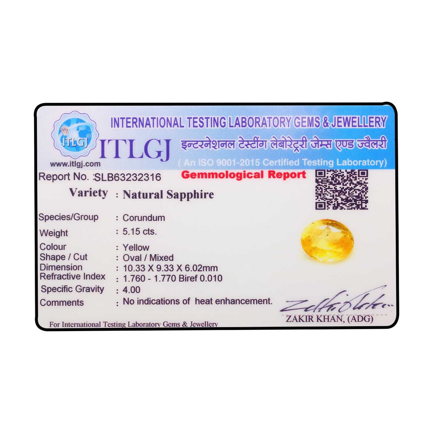 Yellow Sapphire Stone - 5.15 Carat