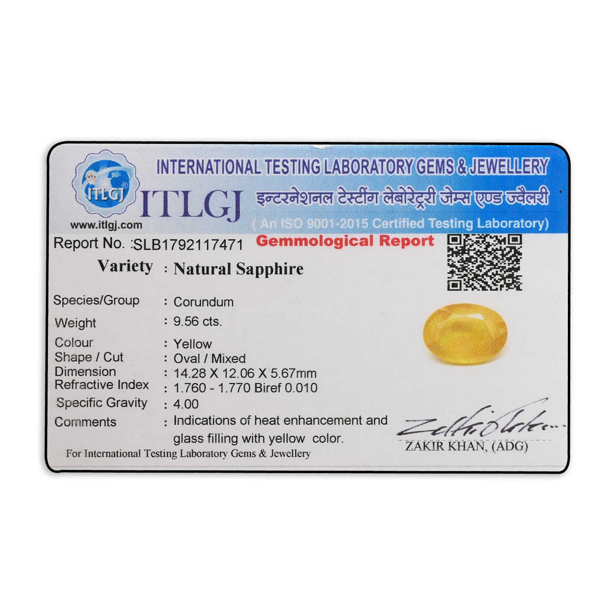 Yellow Sapphire 9.56 Carat
