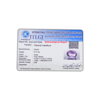 Amethyst (Jamunia) 6.31 Carat