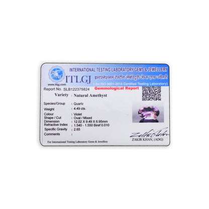 Amethyst (Jamunia) 4.49 Carat