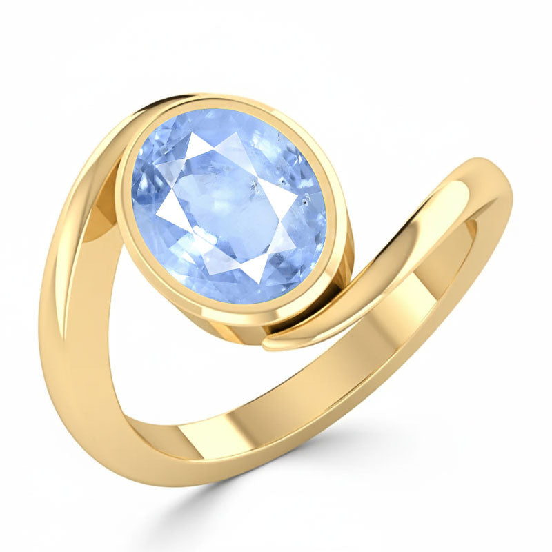 Blue Sapphire (Special Quality) Gold Wave Ring (R3)