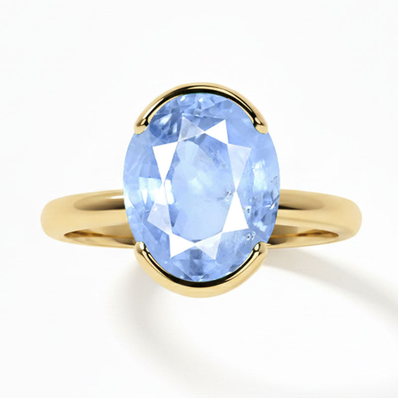 Blue Sapphire (Special Quality) Gold Dual-Claw Ring (R4)