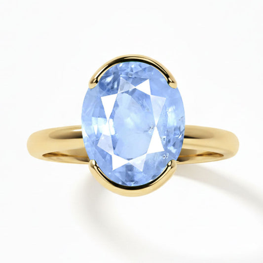 Blue Sapphire (Special Quality) Gold Dual-Claw Ring (R4)