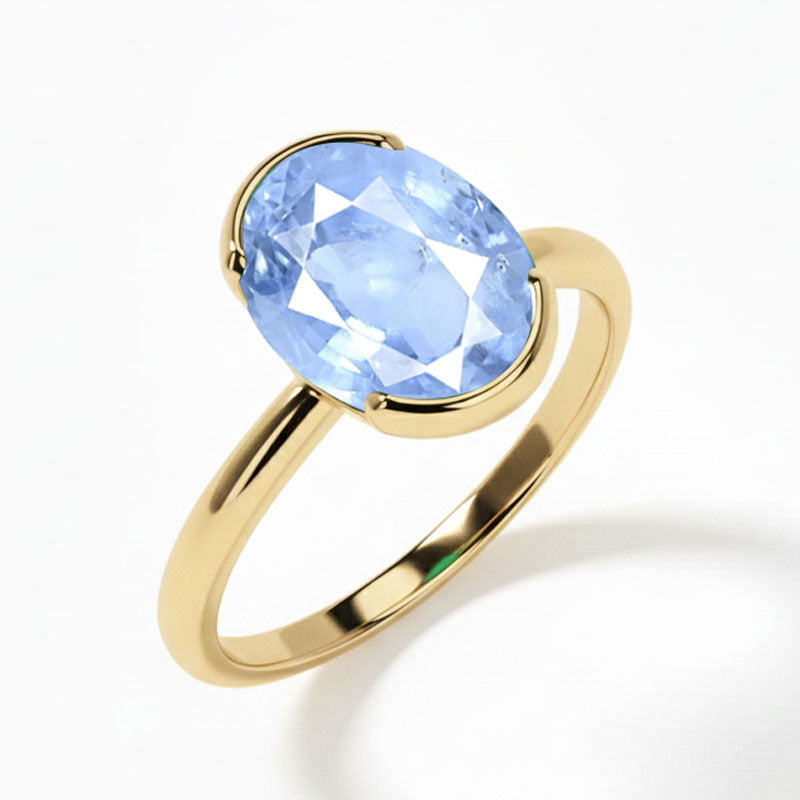 Blue Sapphire (Special Quality) Gold Dual-Claw Ring (R4)