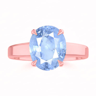 Blue Sapphire (Special Quality) Rose Gold Classic Solitaire Ring (R2)
