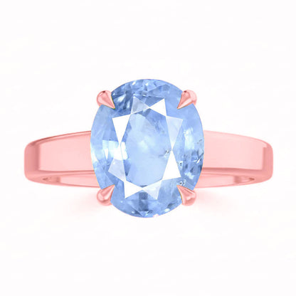 Blue Sapphire (Special Quality) Rose Gold Classic Solitaire Ring (R2)