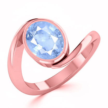 Blue Sapphire (Special Quality) Rose Gold Wave Ring (R3)