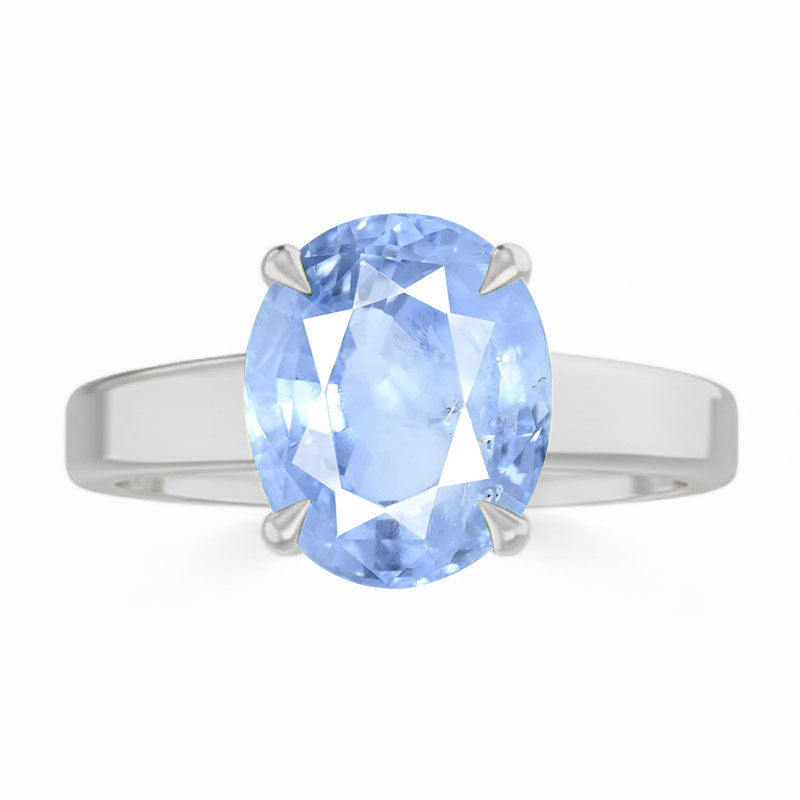 Blue Sapphire (Special Quality) Silver Classic Solitaire Ring (R2)