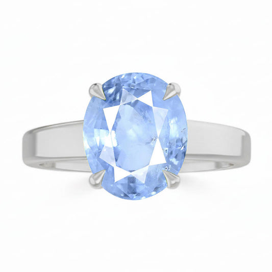 Blue Sapphire (Special Quality) Silver Classic Solitaire Ring (R2)