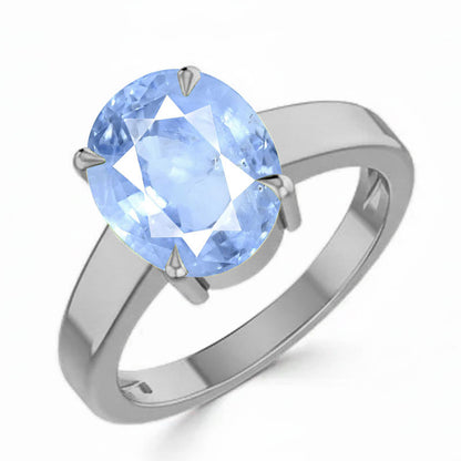 Blue Sapphire (Special Quality) Silver Classic Solitaire Ring (R2)
