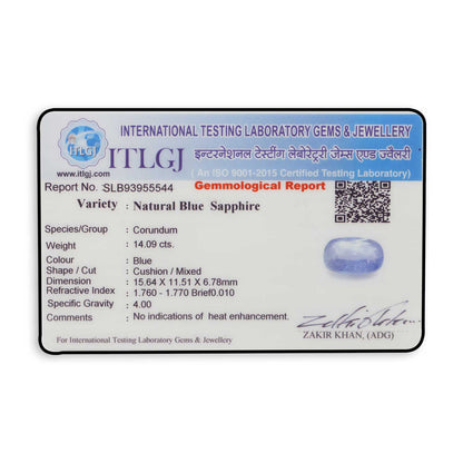 Blue Sapphire (Neelam) - 14.09 Carat