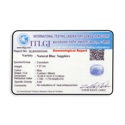 Blue Sapphire (Neelam) - 7.27 Carat