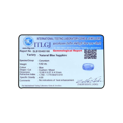 Blue Sapphire (Neelam) - 5.62 Carat