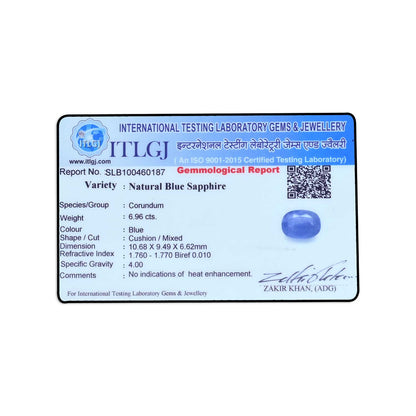 Blue Sapphire (Neelam) - 6.95 Carat