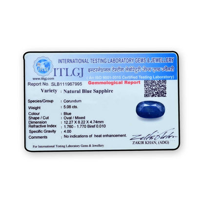 Blue Sapphire (Neelam) - 5.08 Carat