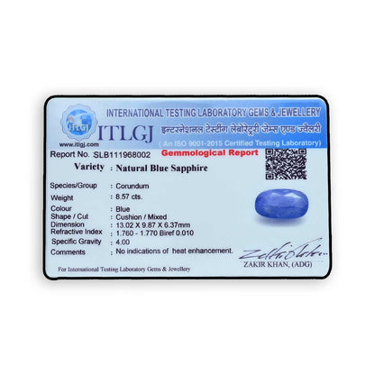 Blue Sapphire (Neelam) - 8.57 Carat