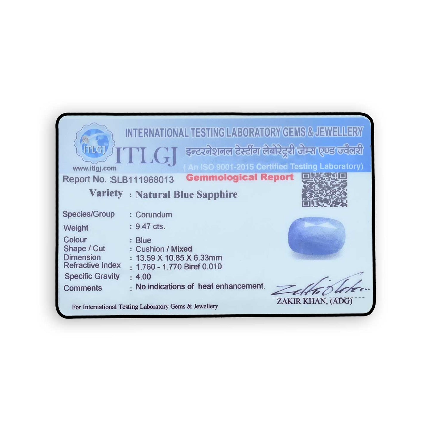 Blue Sapphire (Neelam) - 9.47 Carat
