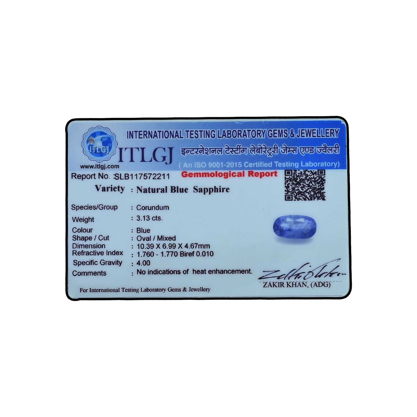 Blue Sapphire (Neelam) - 3.13 Carat