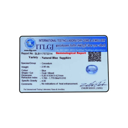 Blue Sapphire (Neelam) - 2.95 Carat