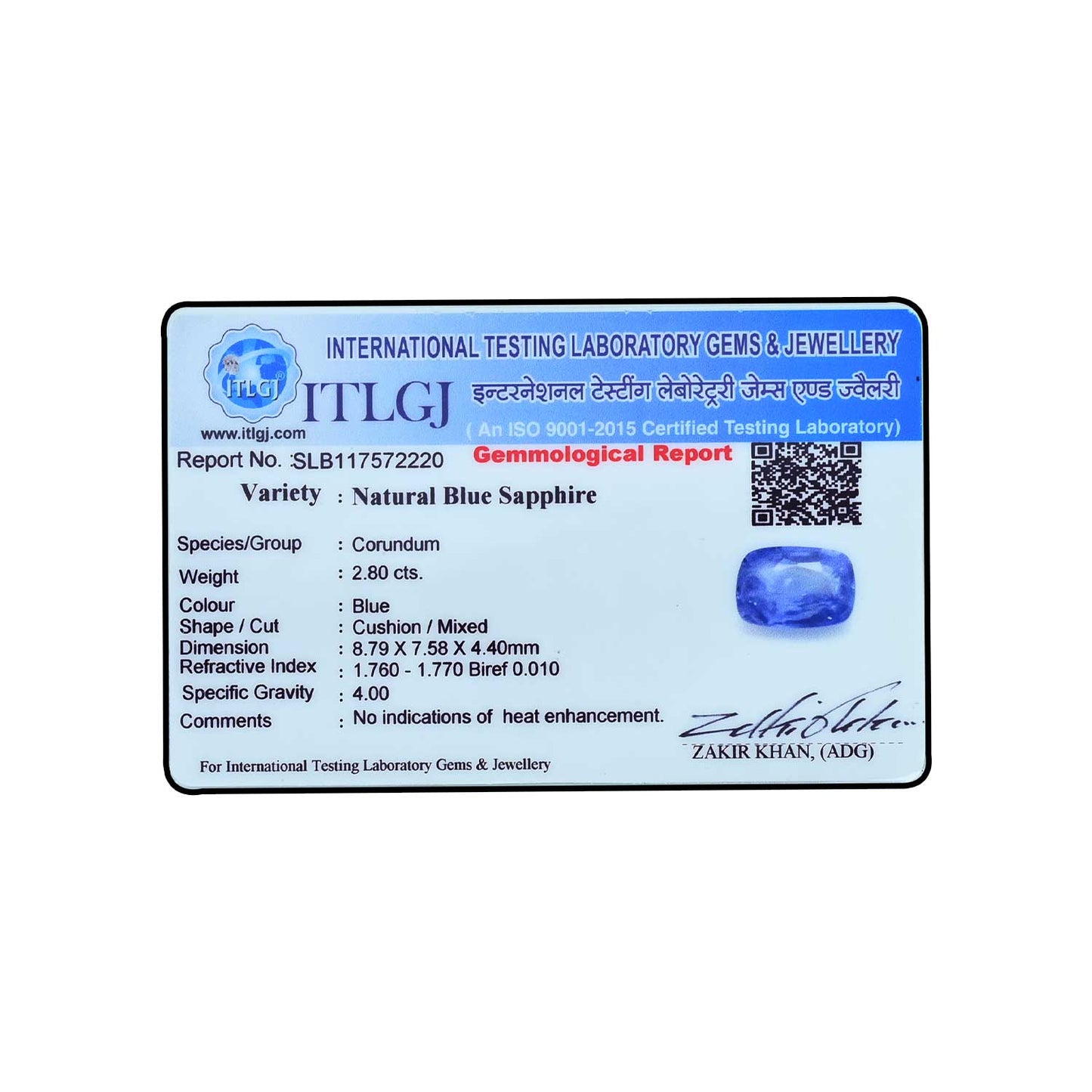 Blue Sapphire (Neelam) - 2.8 Carat