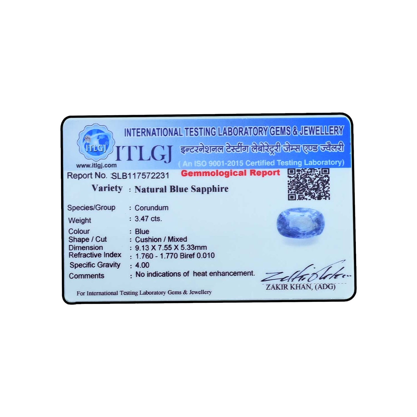 Blue Sapphire (Neelam) - 3.47 Carat