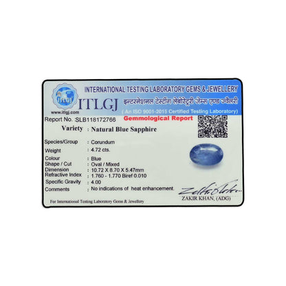 Blue Sapphire (Neelam) - 4.72 Carat