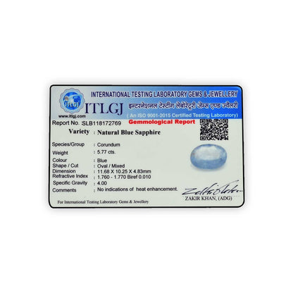 Blue Sapphire (Neelam) - 5.77 Carat