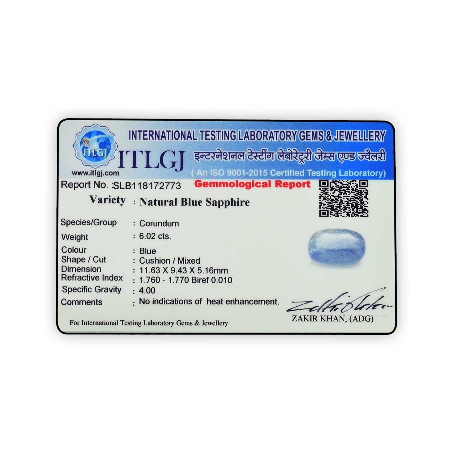 Blue Sapphire (Neelam) - 6.02 Carat