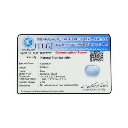 Blue Sapphire (Neelam) - 6.7 Carat