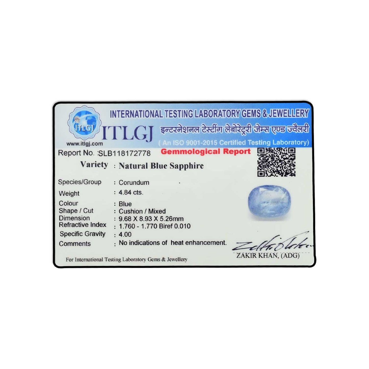 Blue Sapphire (Neelam) - 4.84 Carat