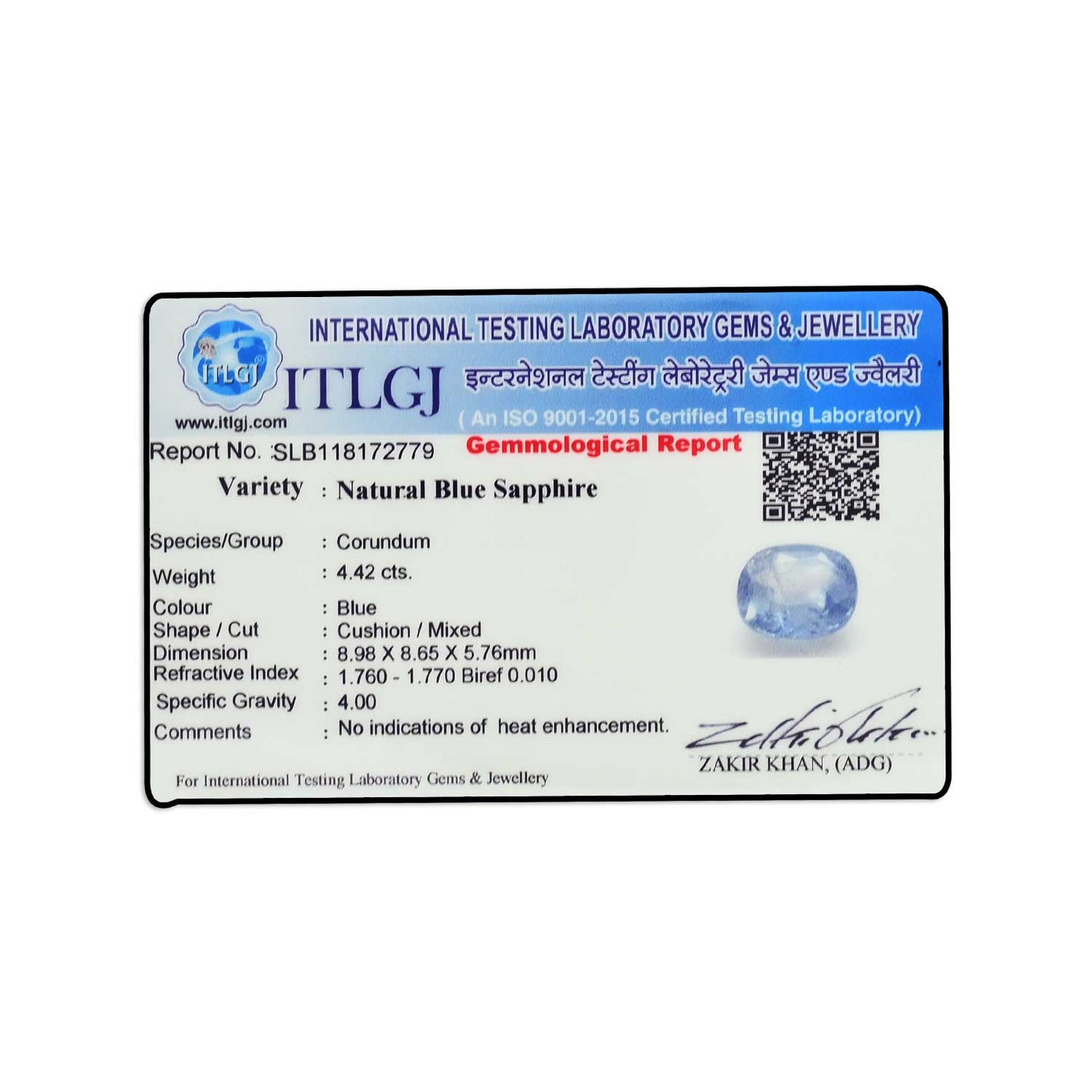 Blue Sapphire (Neelam) - 4.42 Carat