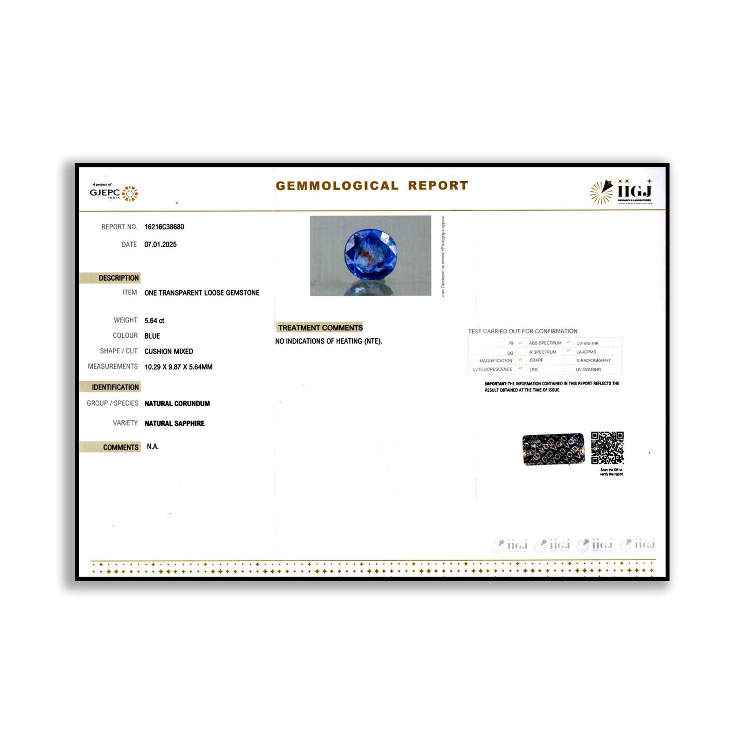 Ceylon Blue Sapphire 5.64 Carat