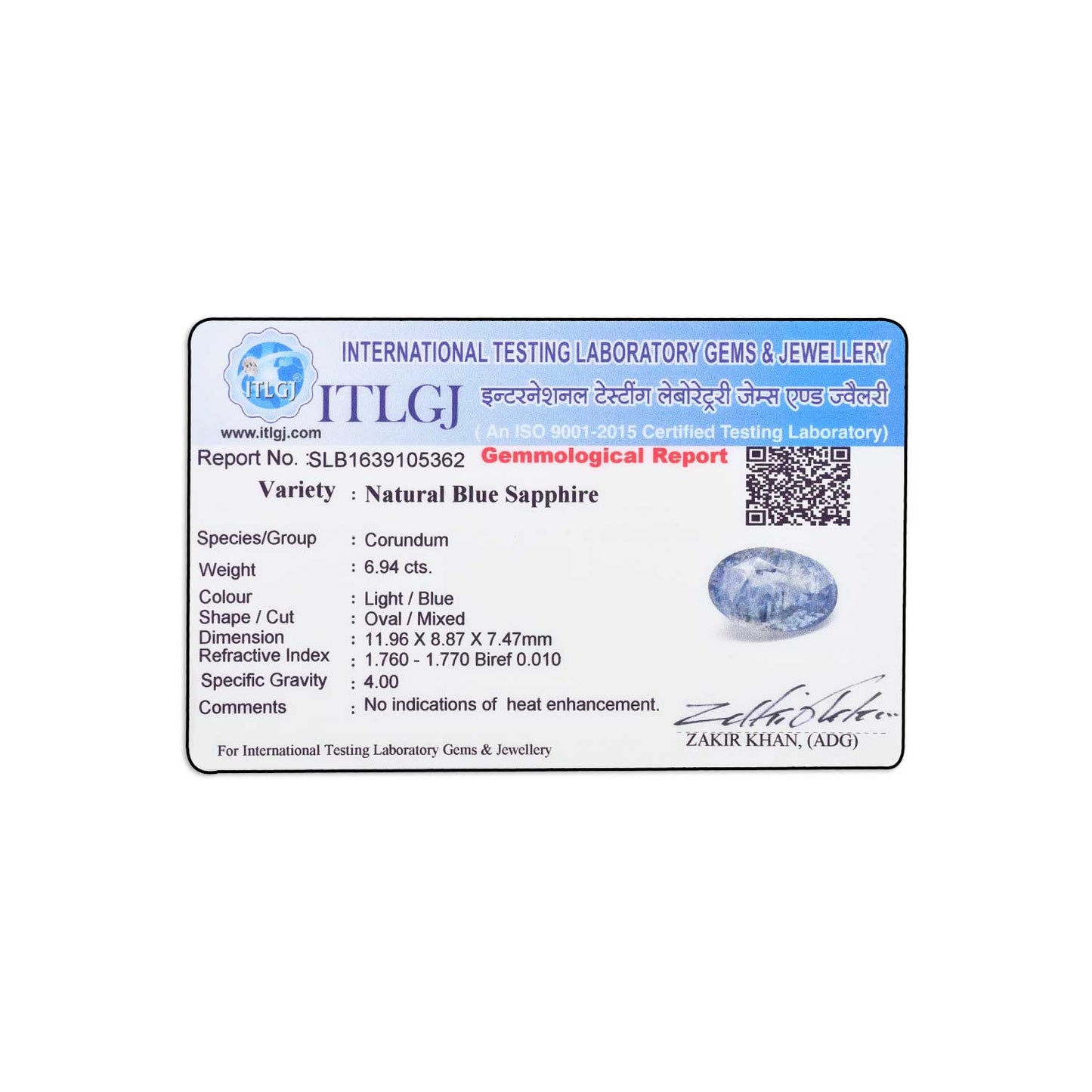 Blue Sapphire (Neelam) 6.94 Carat
