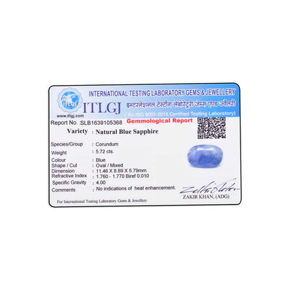 Blue Sapphire (Neelam) 5.72 Carat