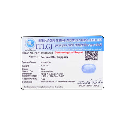 Blue Sapphire (Neelam) 6.66 Carat