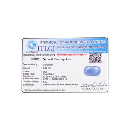 Blue Sapphire (Neelam) 8.27 Carat