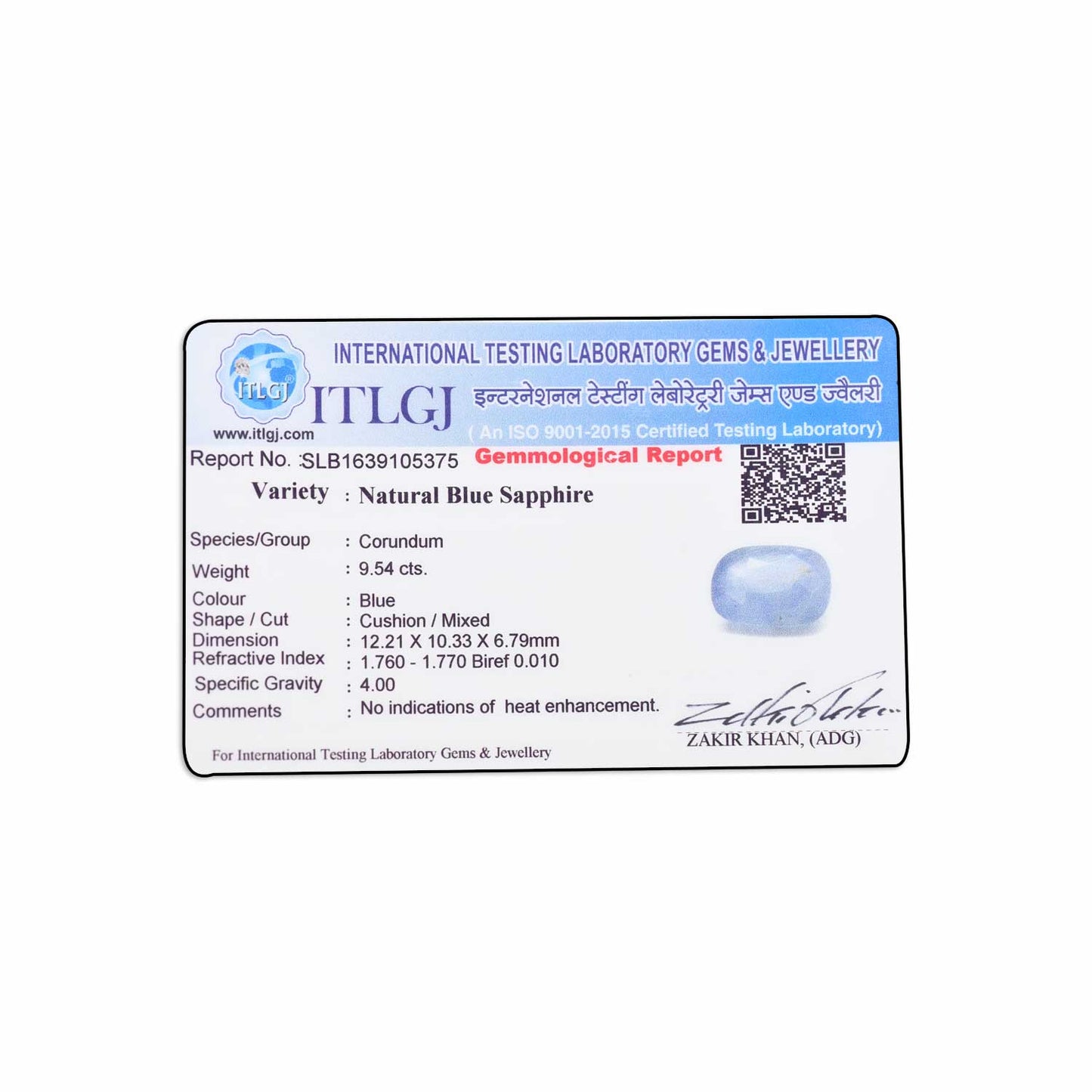 Blue Sapphire (Neelam) 9.54 Carat