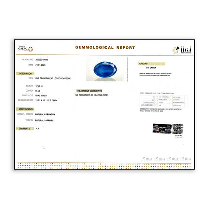 Ceylon Blue Sapphire 12.48 Carat