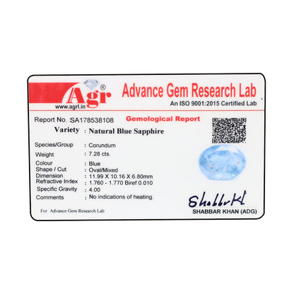 Blue Sapphire (Neelam) - 7.28 Carat