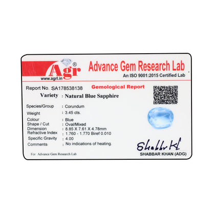 Blue Sapphire (Neelam) - 3.45 Carat