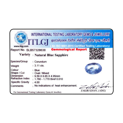 Blue Sapphire (Neelam) - 3.11 Carat